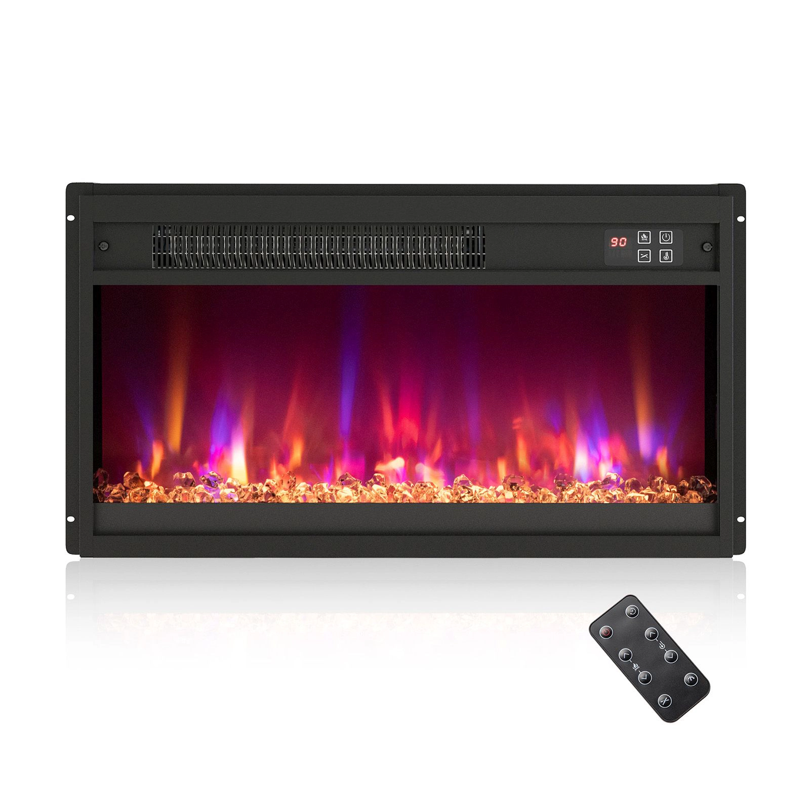SlickBlue Modern Recessed Electric Fireplace Heater with Adjustable Flame Effects