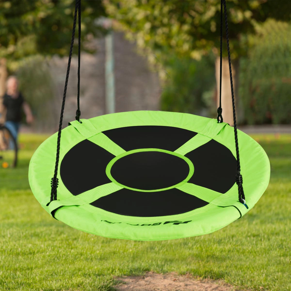 SUGIFT Kids Green Flying Saucer Tree Swing with Adjustable Ropes 40-in Dia 40-in to 63-in H 700-lb Swing Capacity