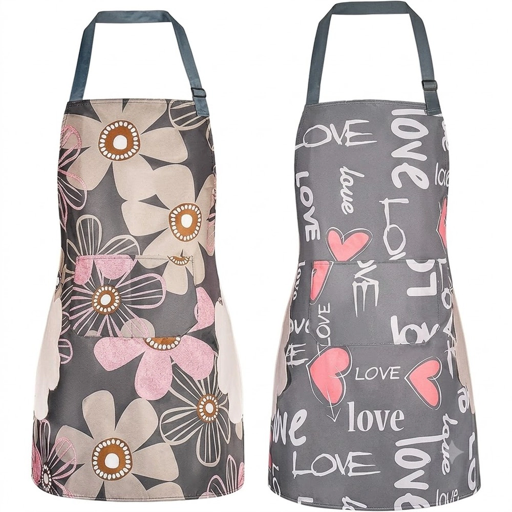 Toynee Starks Unisex 2 Pack Floral Waterproof Bib Aprons Adjustable with Pocket