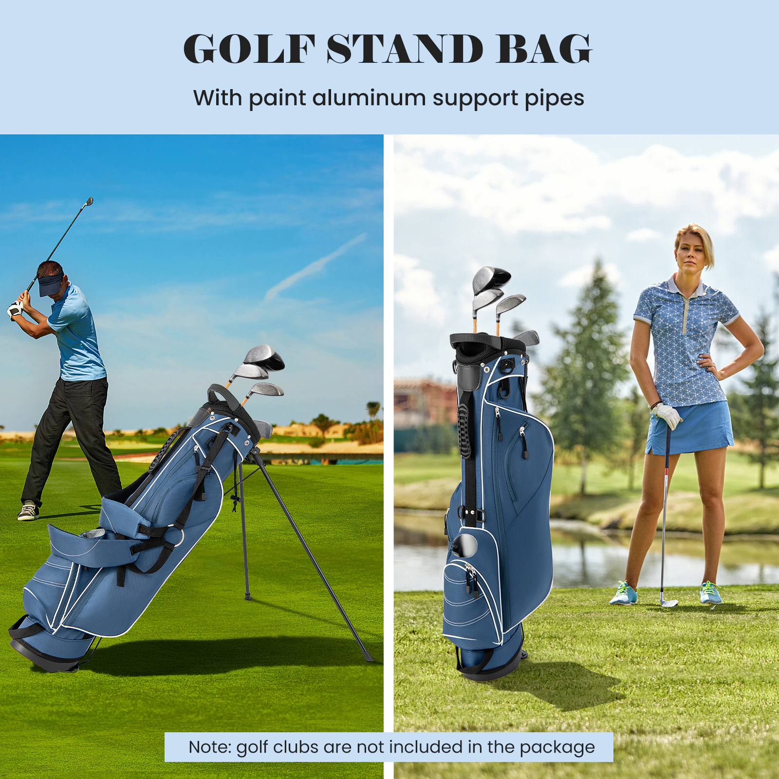 SUGIFT Blue 4-Way Top Divider and Zippered Organizer Pockets Golf Stand Cart Bag