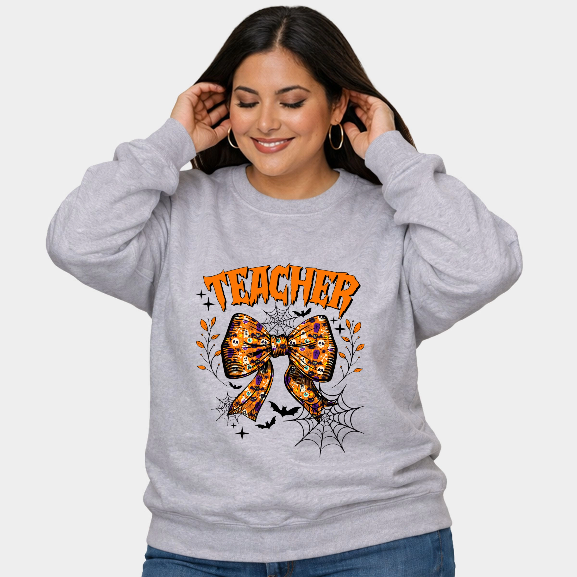 Simply Sage Market - Coquette Halloween Teacher  Women's Plus Sized Graphic Sweatshirt