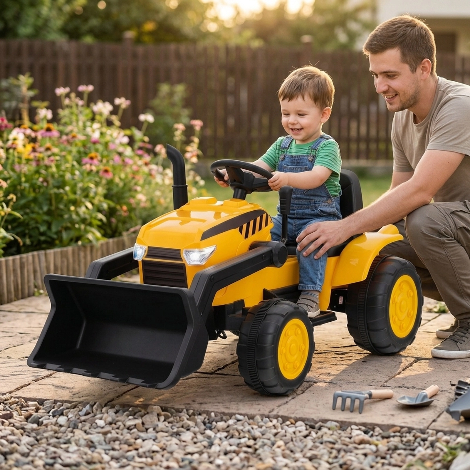 12V Ride On Excavator for Kids Adjustable Digging Bucket Parent Remote and LED Headlights Electric Toy Ages 3-8 Yellow