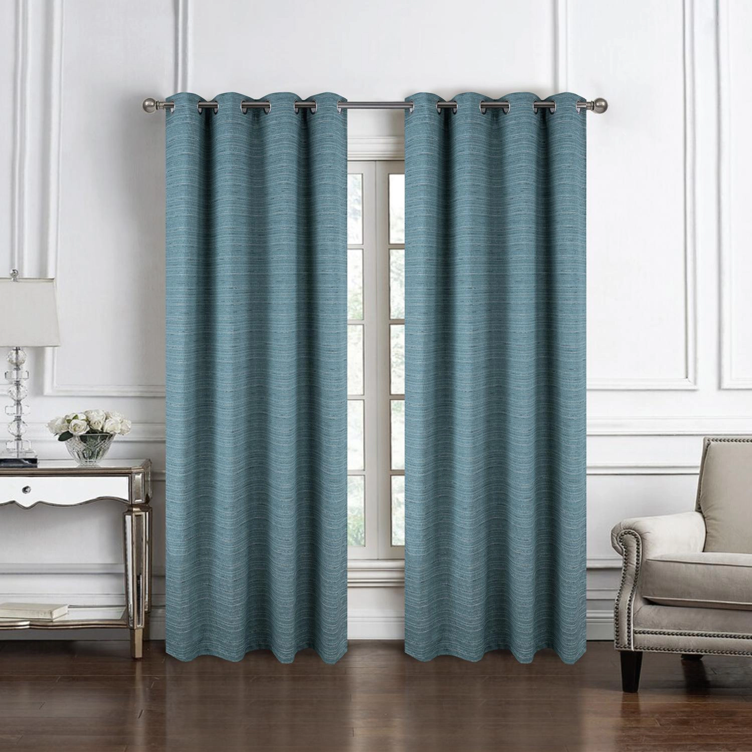 RT Designer Collection Kensington Jacquard Foam Backed Luxurious Decorative Grommet Curtain Panel 54" x 84" Wedge