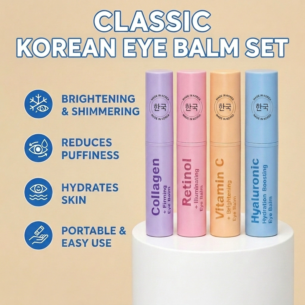 Lovery 4-Step Korean Eye Balm Collection - Korean Skin Care Complete Under-Eye Renewal Set