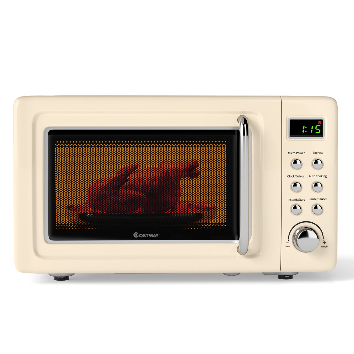 LJG 700W Retro Countertop Microwave Oven with 5 Micro Power and Auto Cooking Function