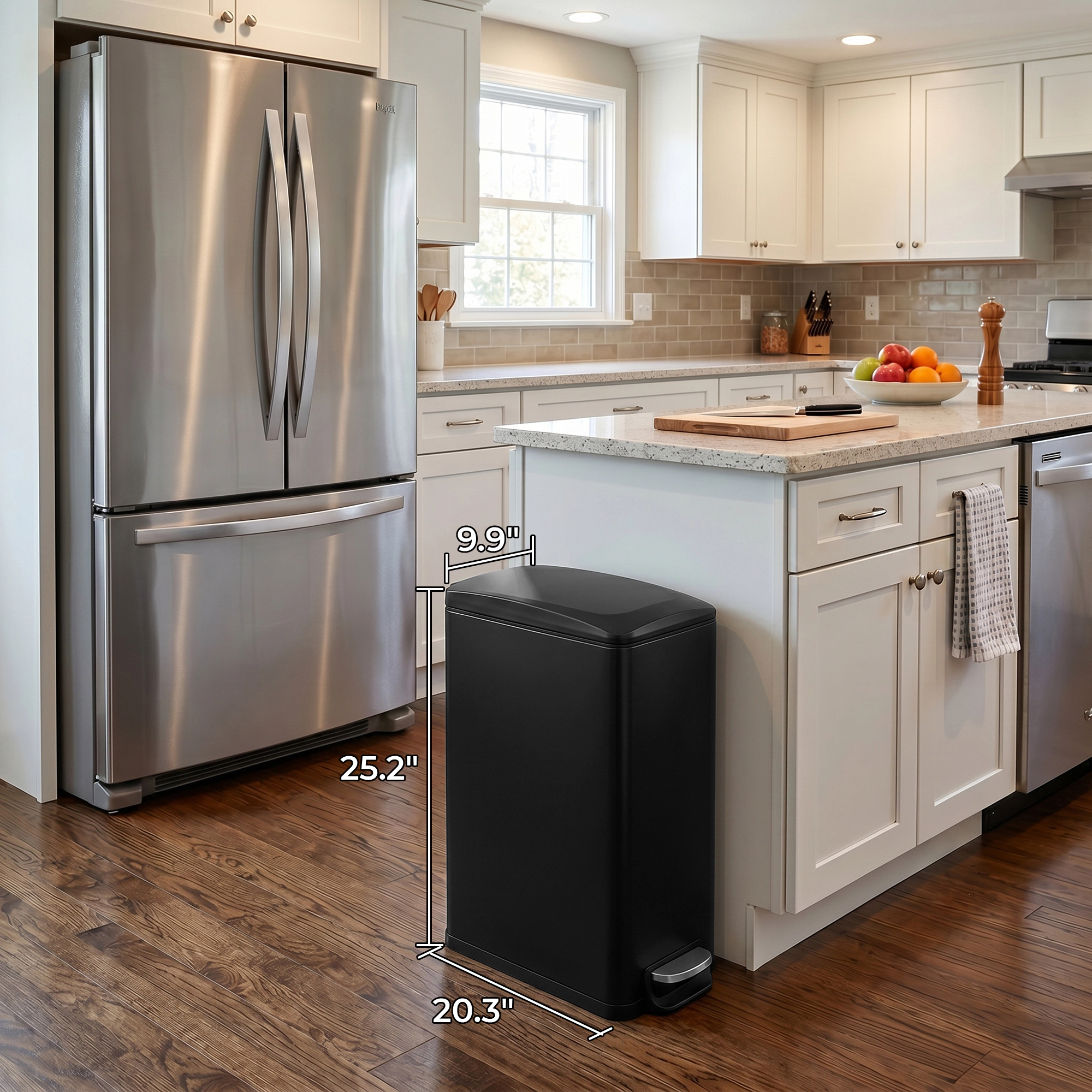 Innovaze 12.9 Gal./ 45 Liter Slim Stainless-Steel-Made Matt Step-on Kitchen Trash Can