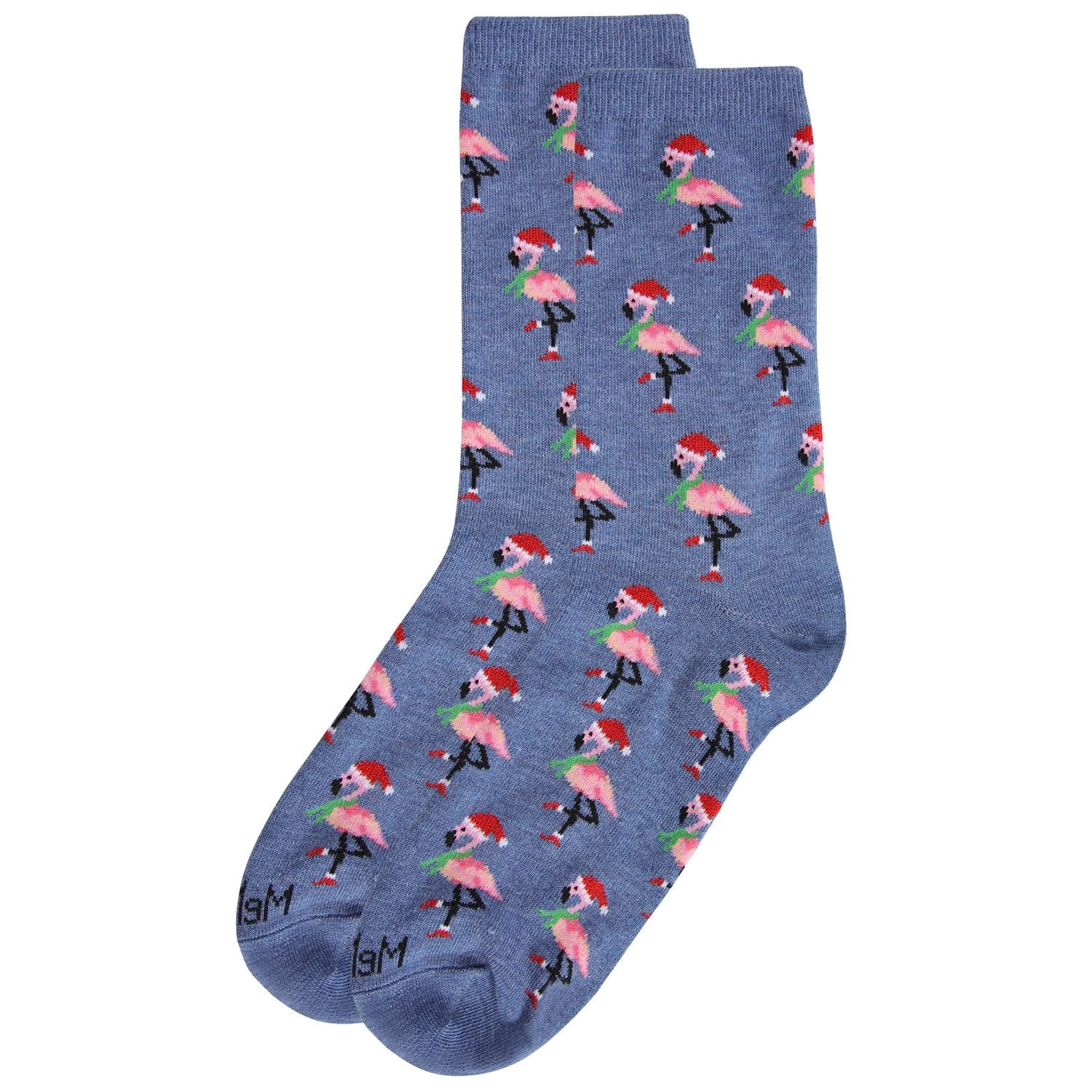MeMoi Women's Festive Flamingo Holiday Crew Socks
