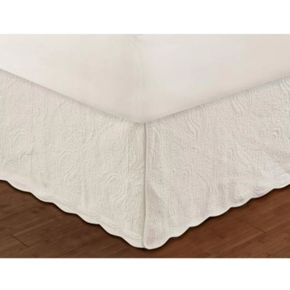 Greenland Home Fashion Paisley Quilted Bed Skirt Drop 18" - Queen 60x80", Ivory