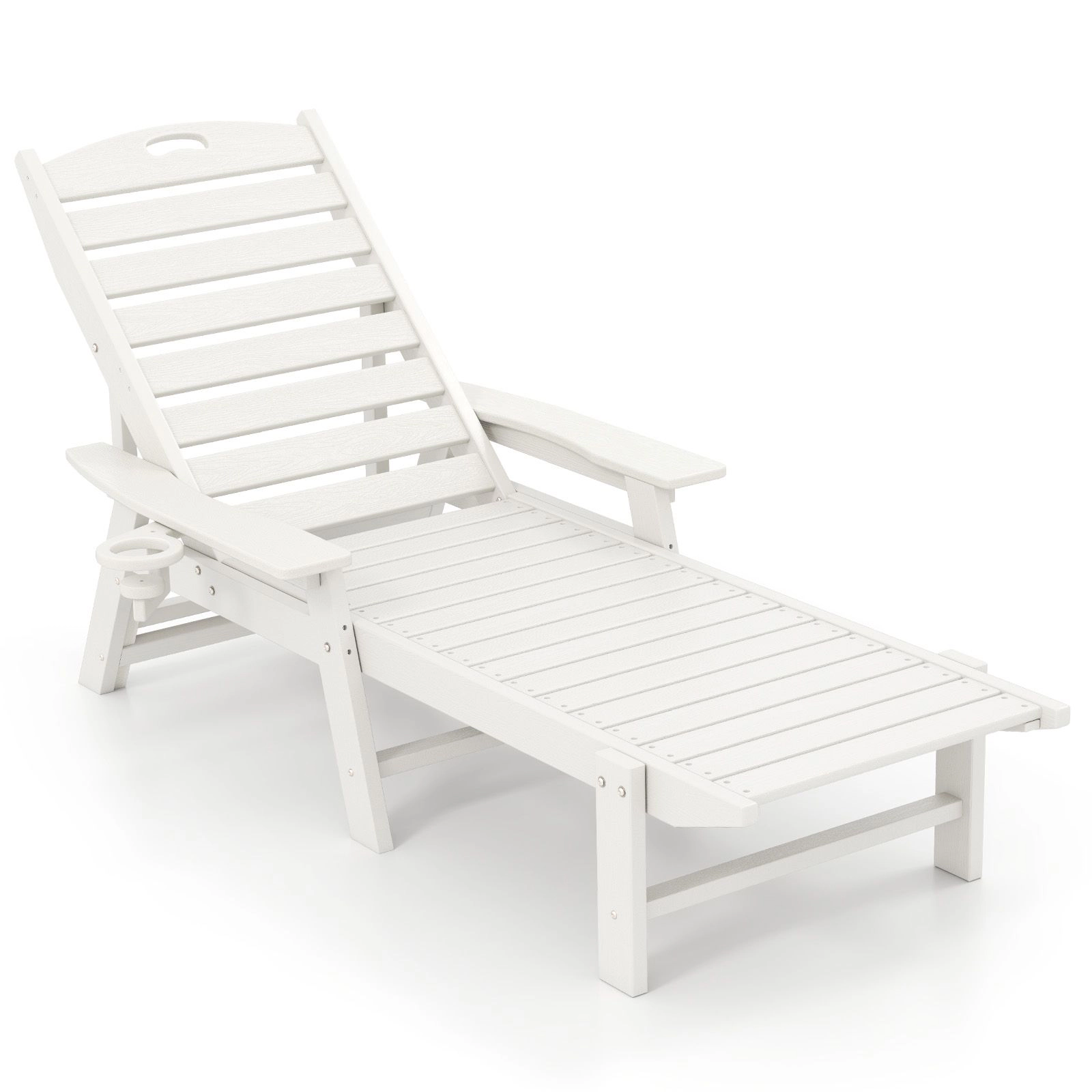 SlickBlue 4-Position HDPE Patio Chaise Lounge with Cup Holder