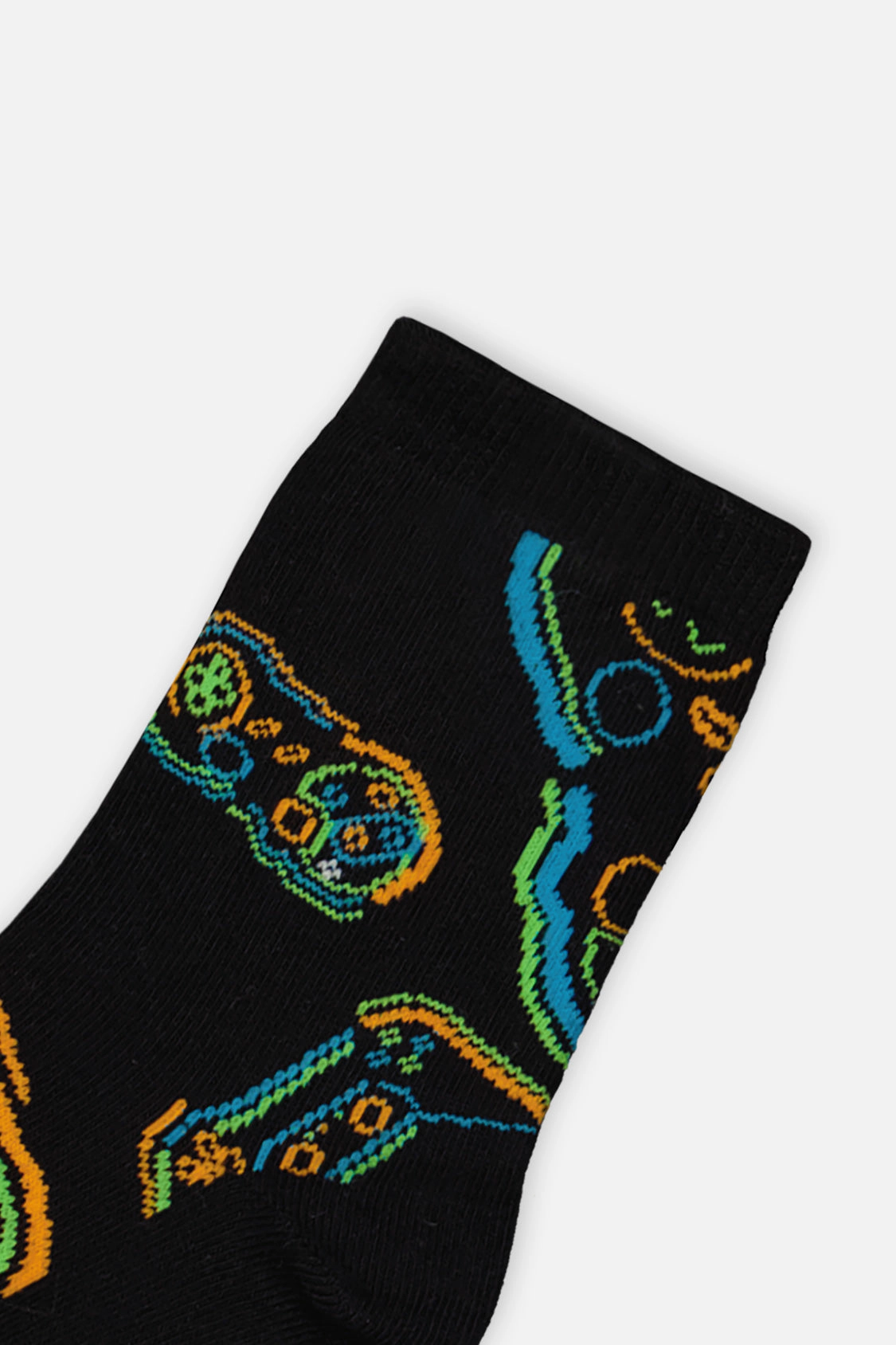 Deux par Boys Checkered, Smiley Face and Game Controller Print Ribbed Cuff Socks