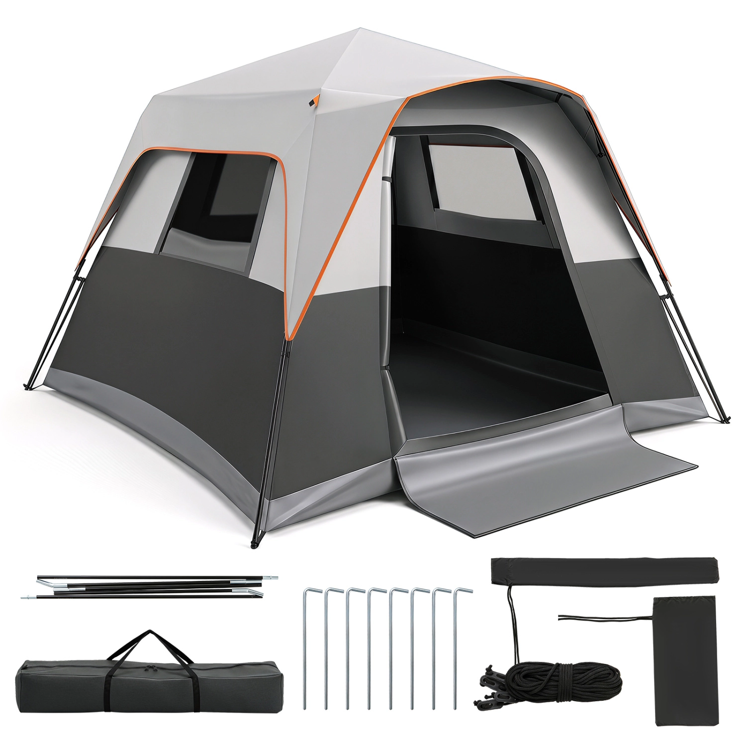 LJG 6-Person Outdoor Camping Tent Blackout Easy Setup Instant Cabin with Rainfly and Carrying Bag