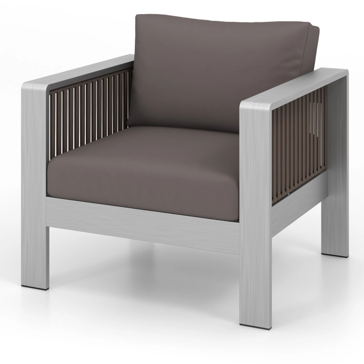 Hivvago Patio Furniture Aluminum Armchair With Thick Back And Seat Cushion