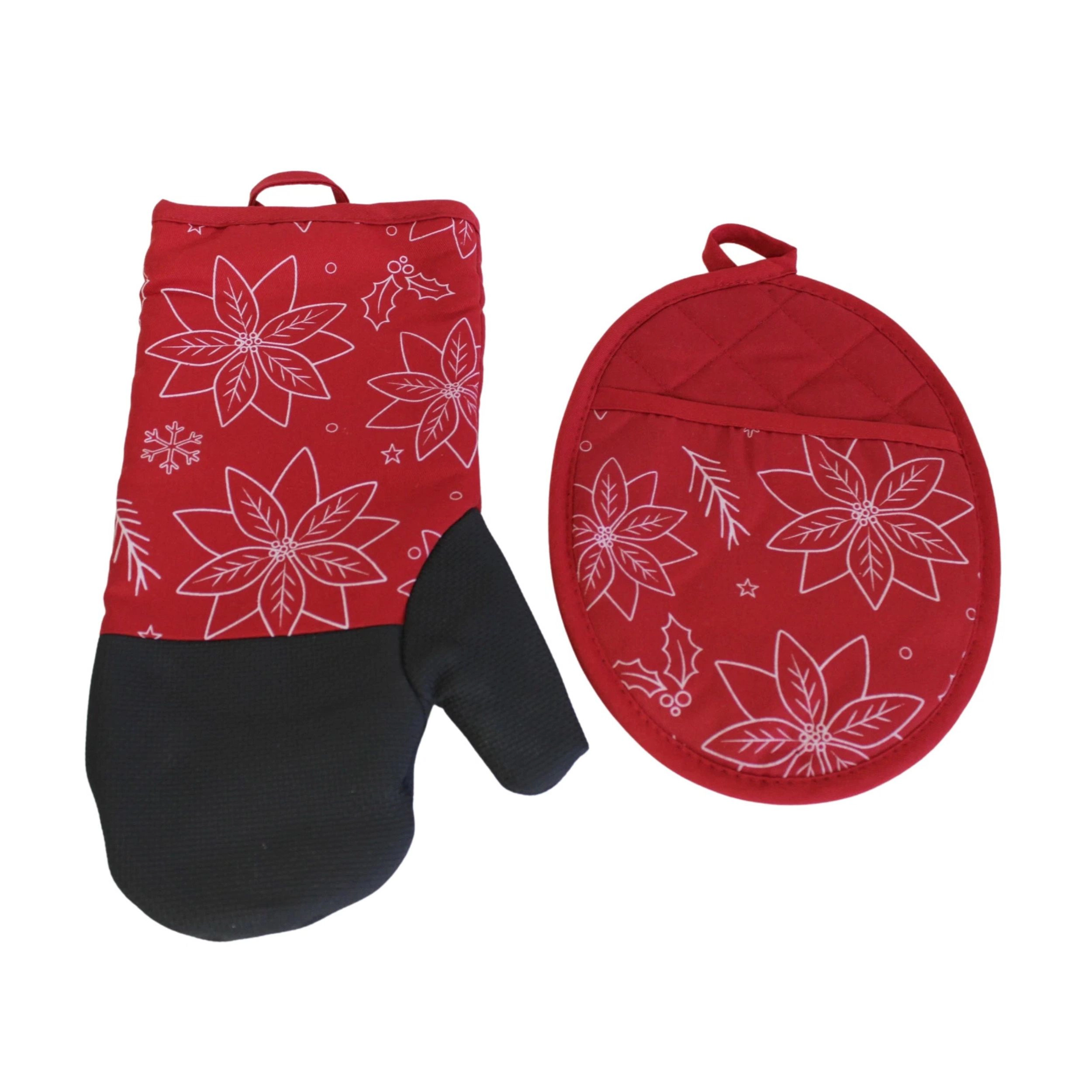 Home Collection Christmas Neoprene Oven Mitt & Pot Holder Set