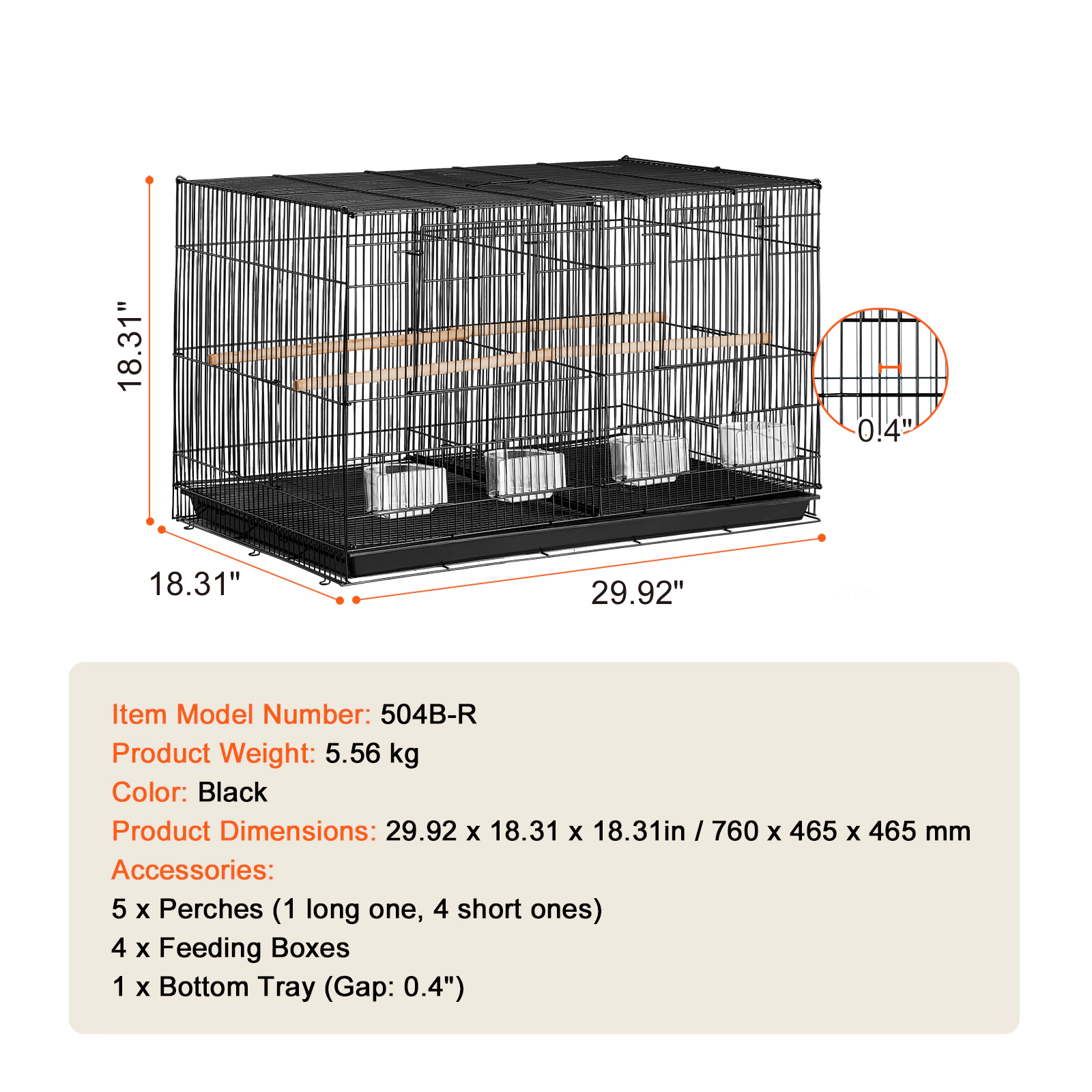 HONGGE Small Cage for Canaries, Cockatiels, Lovebirds, and Budgies