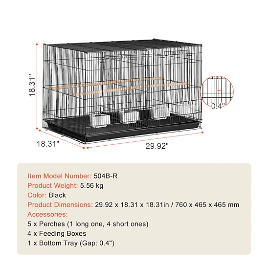 HONGGE Small Cage for Canaries, Cockatiels, Lovebirds, and Budgies