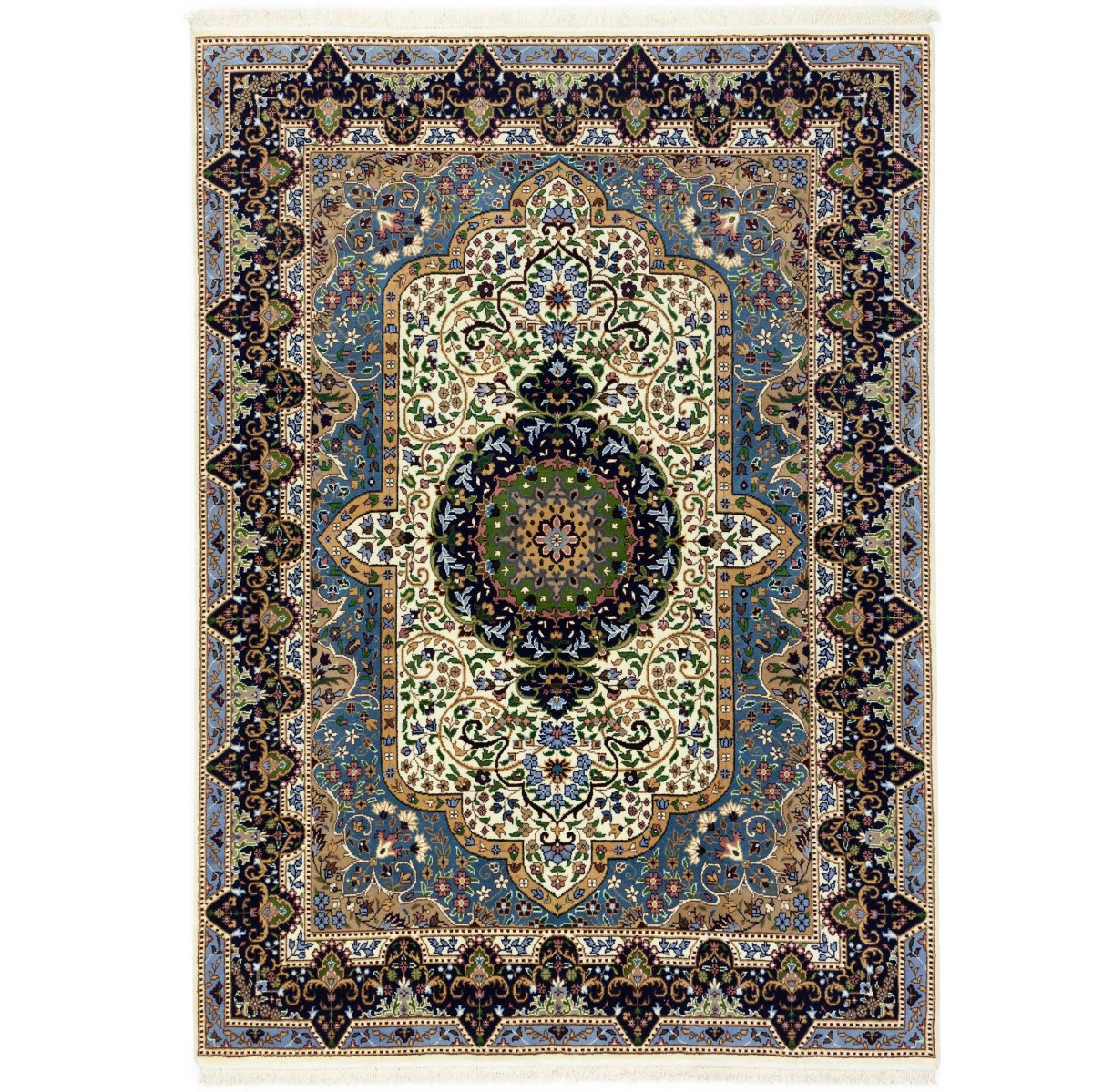 Magic Rugs Cream & Navy Floral 6X8 Kirman Oriental Rug