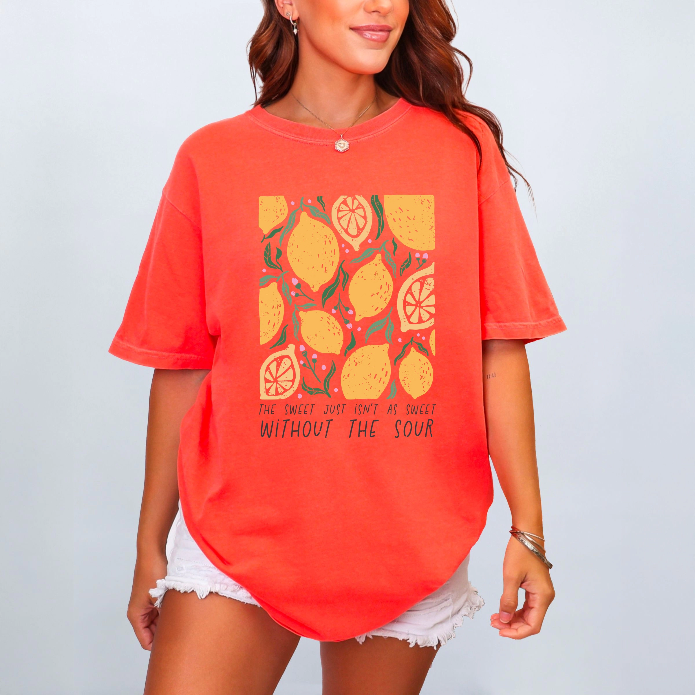 Simply Sage Market - Boho Lemon Sweet Without Sour Women's Garment Dyed Graphic T-Shirt
