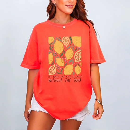 Simply Sage Market - Boho Lemon Sweet Without Sour - Women's Garment Dyed Graphic T-Shirt