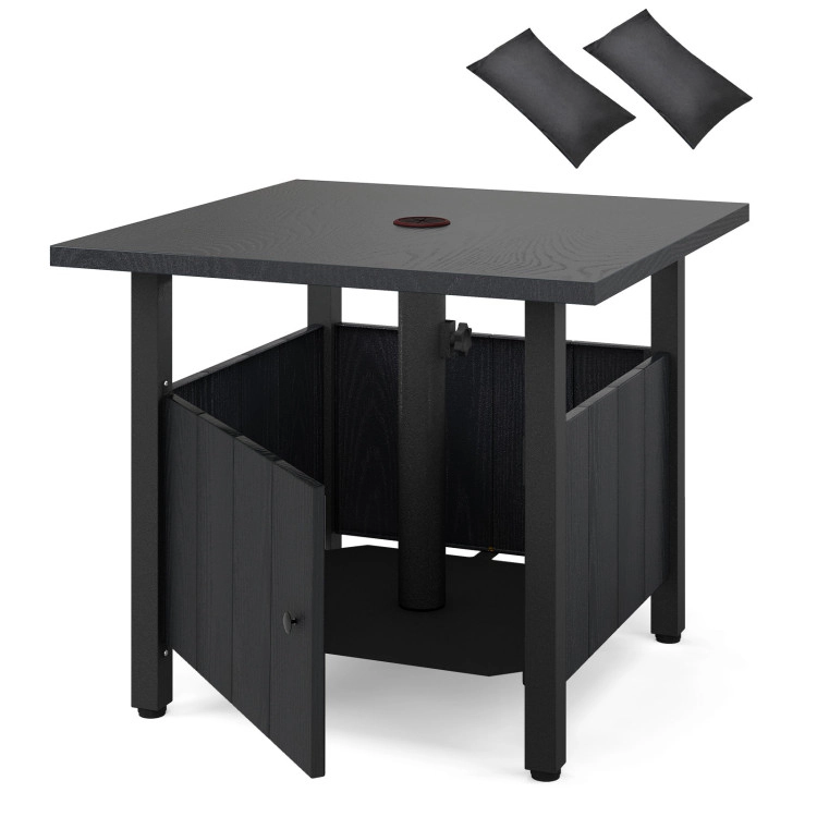 Hivvago Outdoor Side Table With 1.89" Umbrella Hole Patio Umbrella Table Base Stand