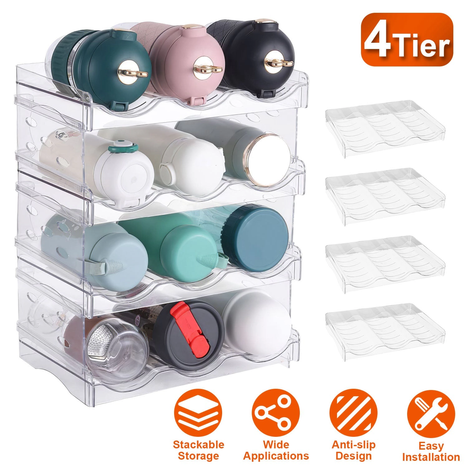 GBruno 4-Tier Stackable Bottle Organizer Holder
