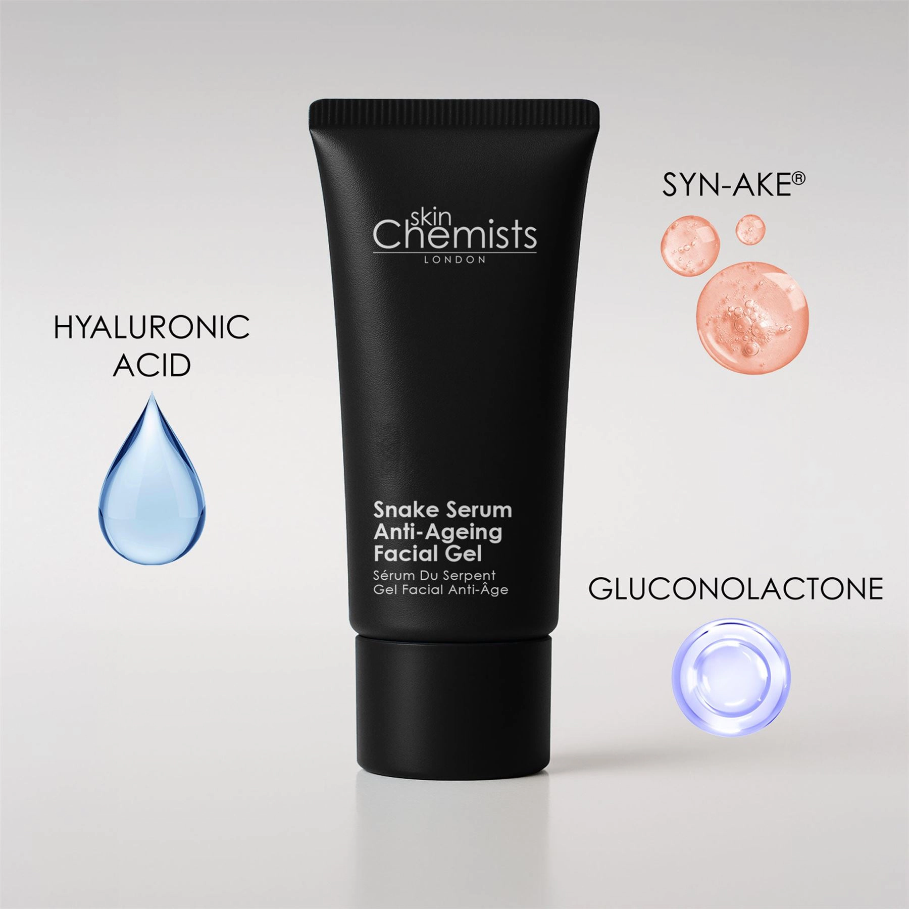 skinChemists Snake Serum Anti-Ageing Facial Gel 30ml - Firms, Smooths Fine Lines & Wrinkles