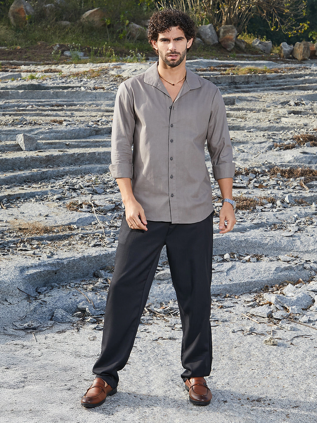 Cahoot Men's Solid Casual Shirt