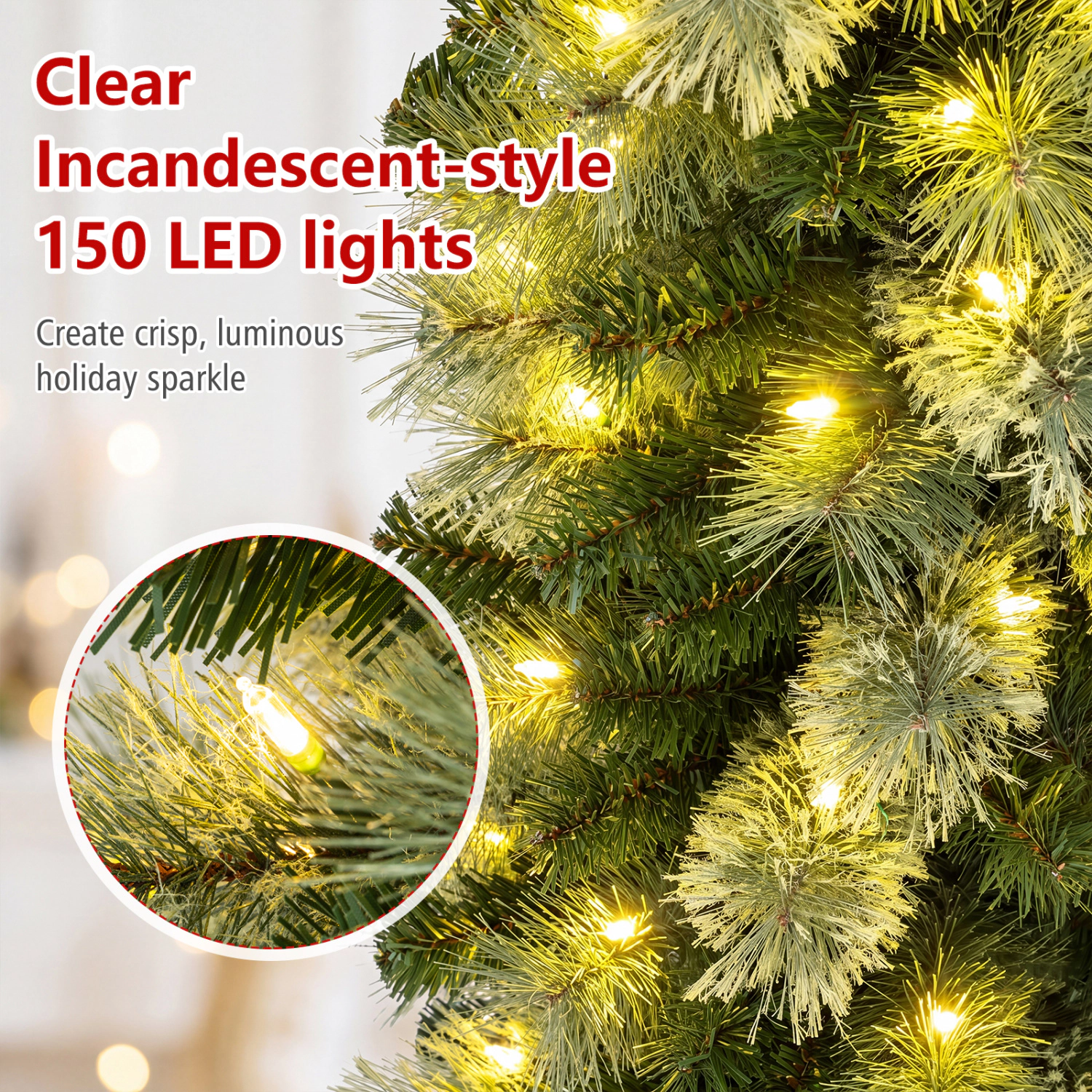 SlickBlue Pre-Lit Slim Christmas Tree with Warm White LED Lights