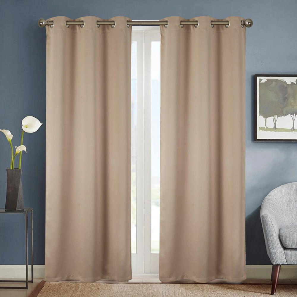 Olivia Gray Anchorage Blackout Single Grommet Curtain Panel Pair - 54x63", Sesame