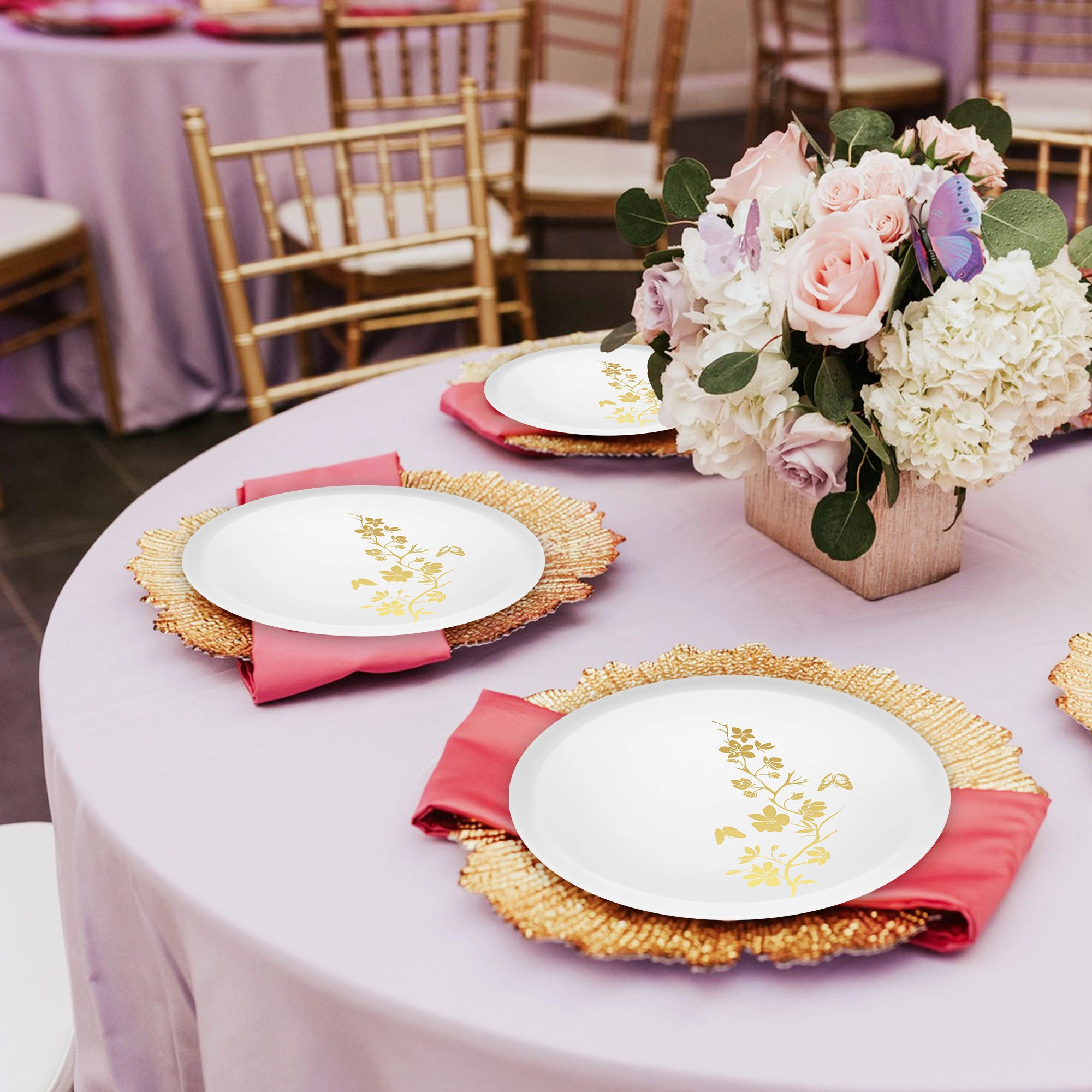 Smarty Had A Party White with Gold Floral Plastic Wedding Value Set