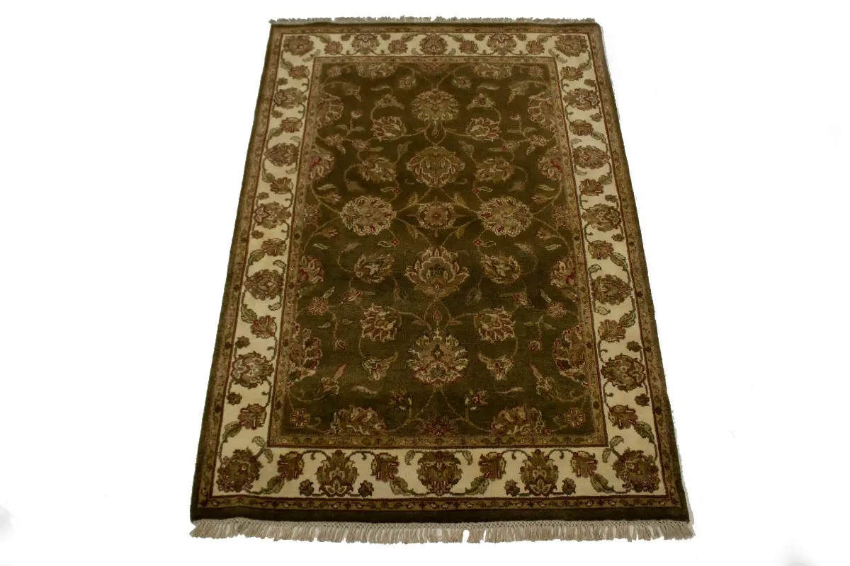 Magic Rugs Brown Floral 4X6 Traditional Indo-Kashan Oriental Rug