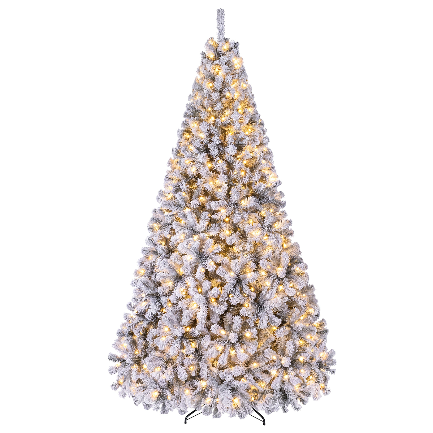 LJG Pre-Lit Premium Snow Flocked Hinged Artificial Christmas Tree