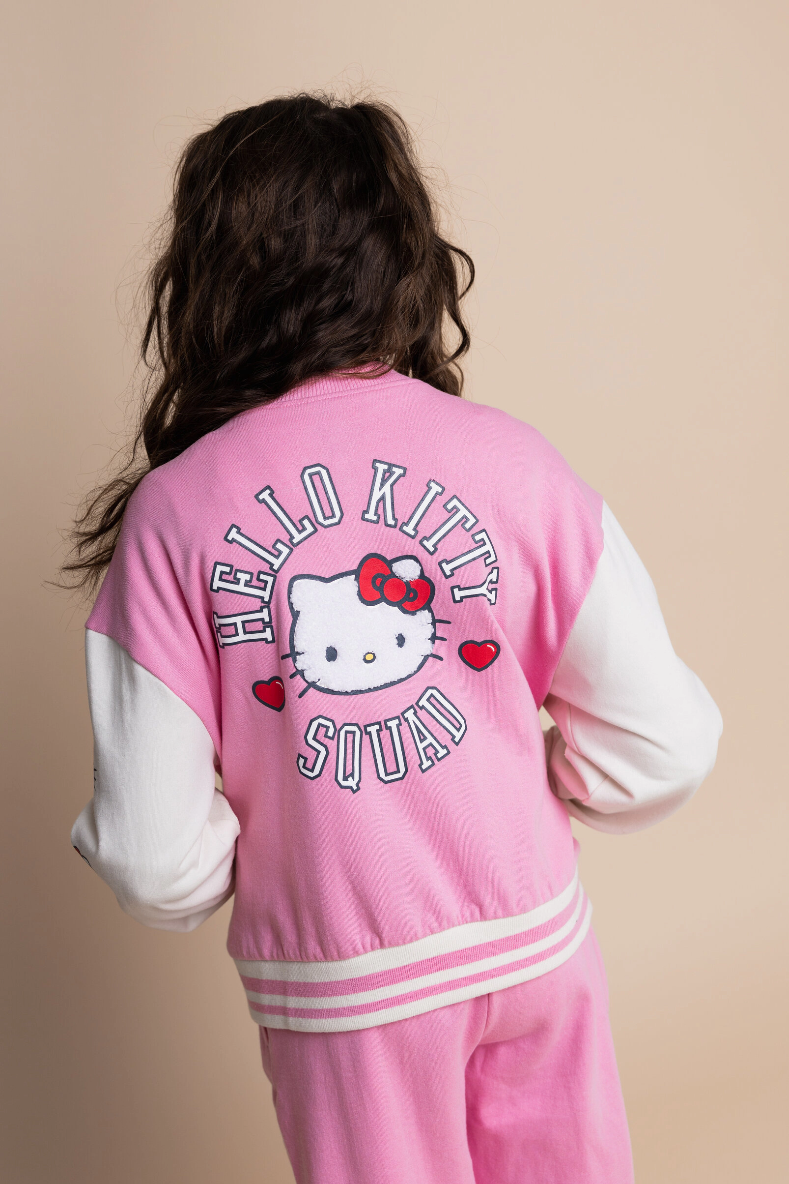 Hello Kitty Girls' Fleece Varsity Jacket and Pants Set