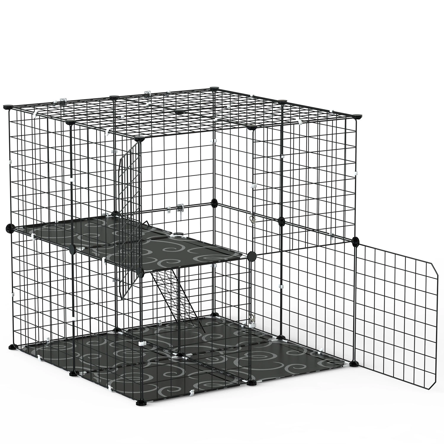 GBruno 2-Tier Cat Cage Playpen With Climbing Ladder