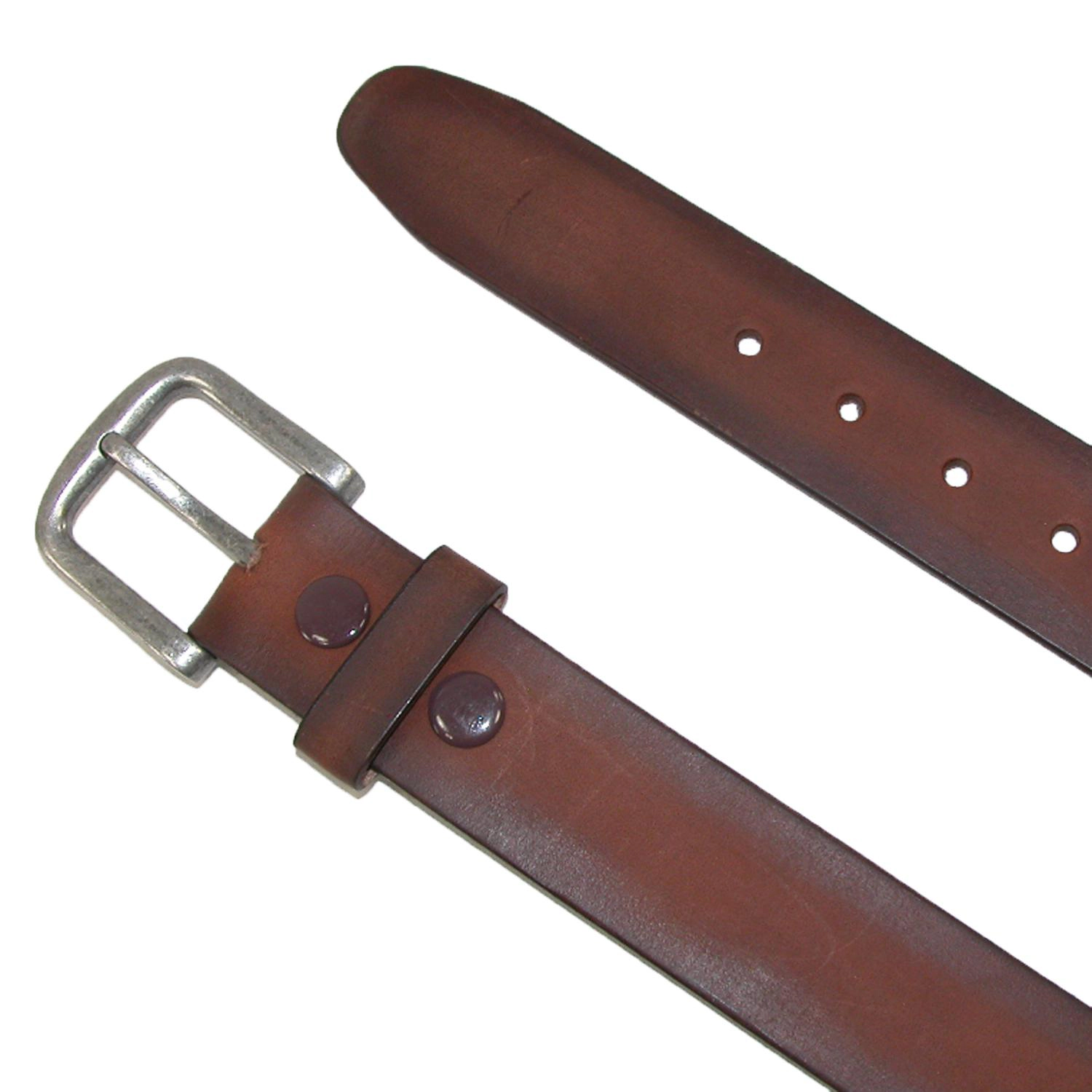 CTM Men's Big & Tall Burnished Leather Bridle Belt with Removable Buckle