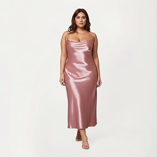 Anna-Kaci Women's Plus Size Satin Robe and Slip Set with Smooth Draping Fabric and Elegant Silhouette