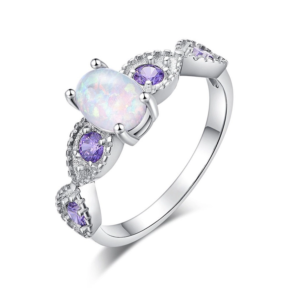 18K Gold Plated Opal Ring Gemstone Engagement Anniversary Ring