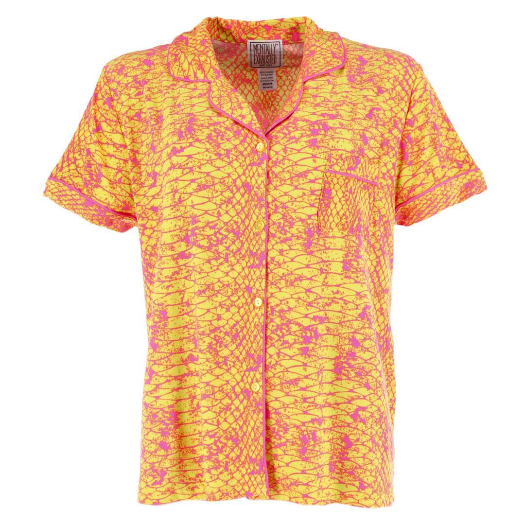 Mentally Exhausted Women's Snakeskin Print Short Pajama Set