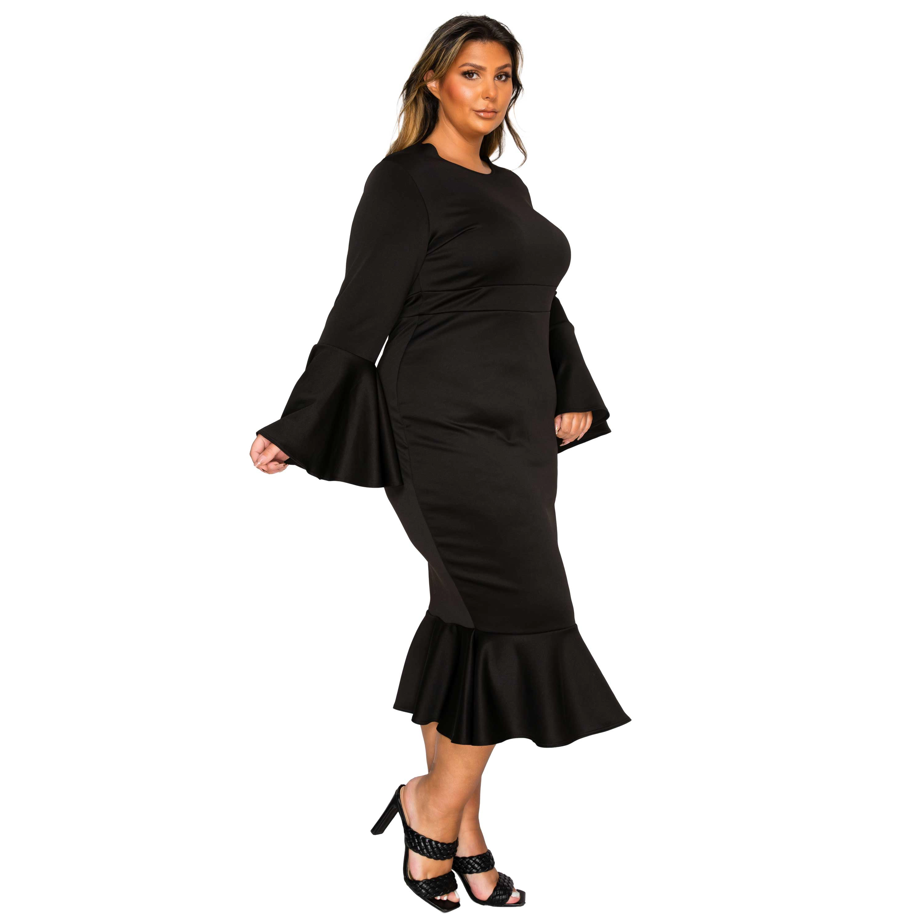 L I V D Women's Plus Sabrina Mermaid Hem Dress