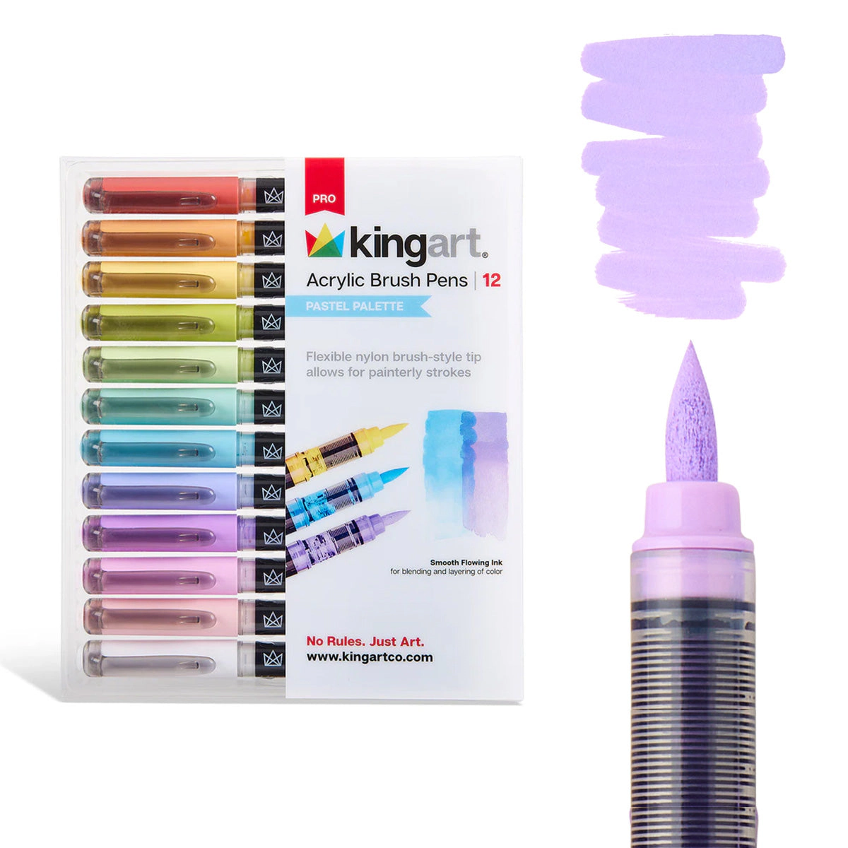 KINGART PRO Acrylic Brush Pens - 12 Pastel Colors