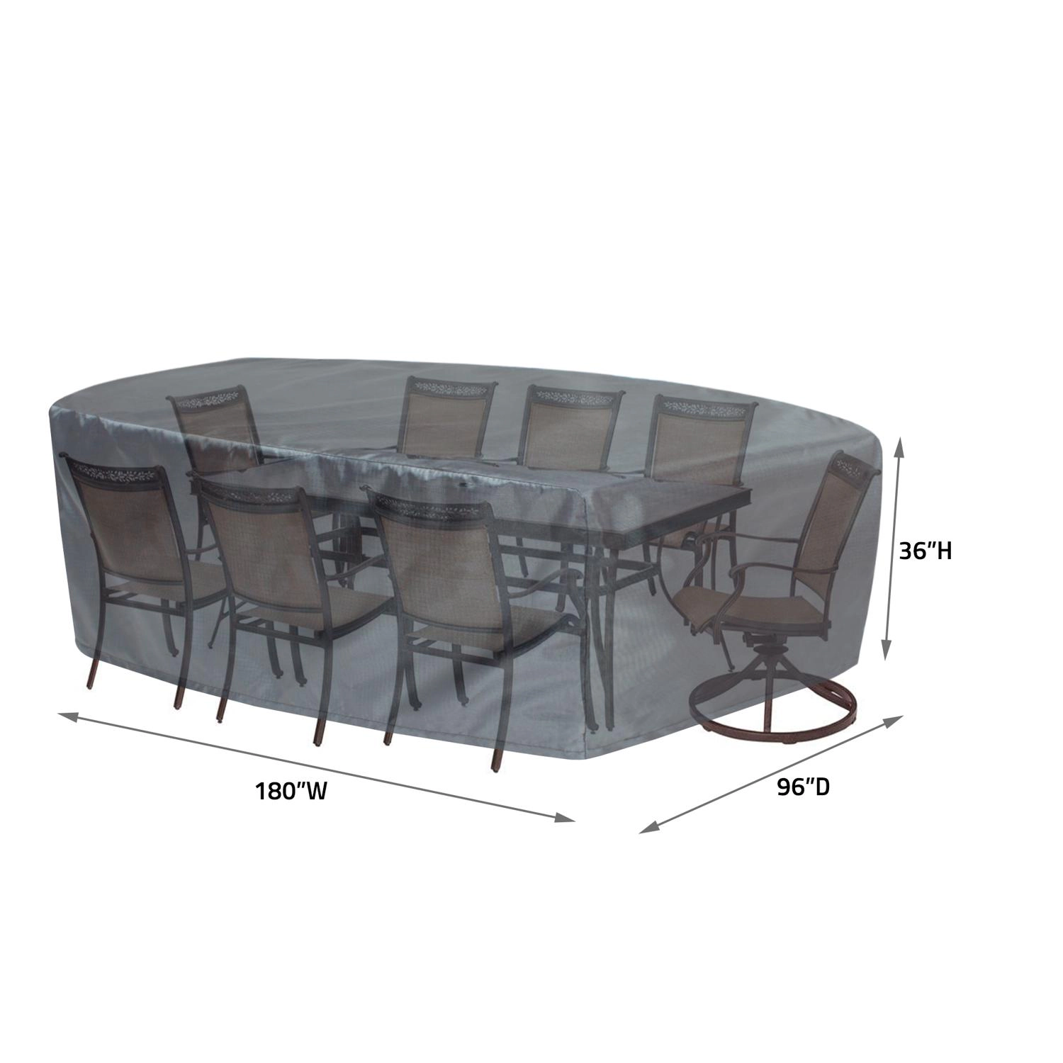 Summerset Shield Oval/Rectangle Table Chair Cover Ultimate Protection Outdoor Furniture 2X-Large 96"x180"x36" Mercury