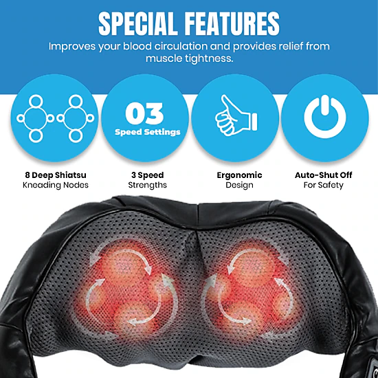 Pursonic Unisex Pain Relief Therapy Set: Total Tension Relief 3D Shiatsu Back Massager & Hot/Cold Gel Migraine Cap