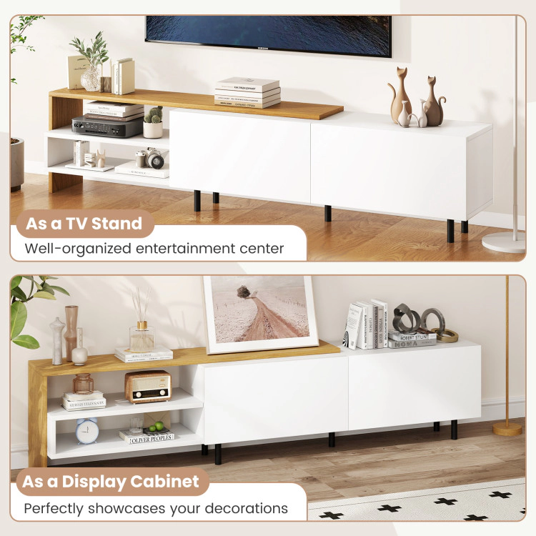 Hivvago Modern Tv Stand For 80 Inches Tvs With Storage Shelves And Cabinets