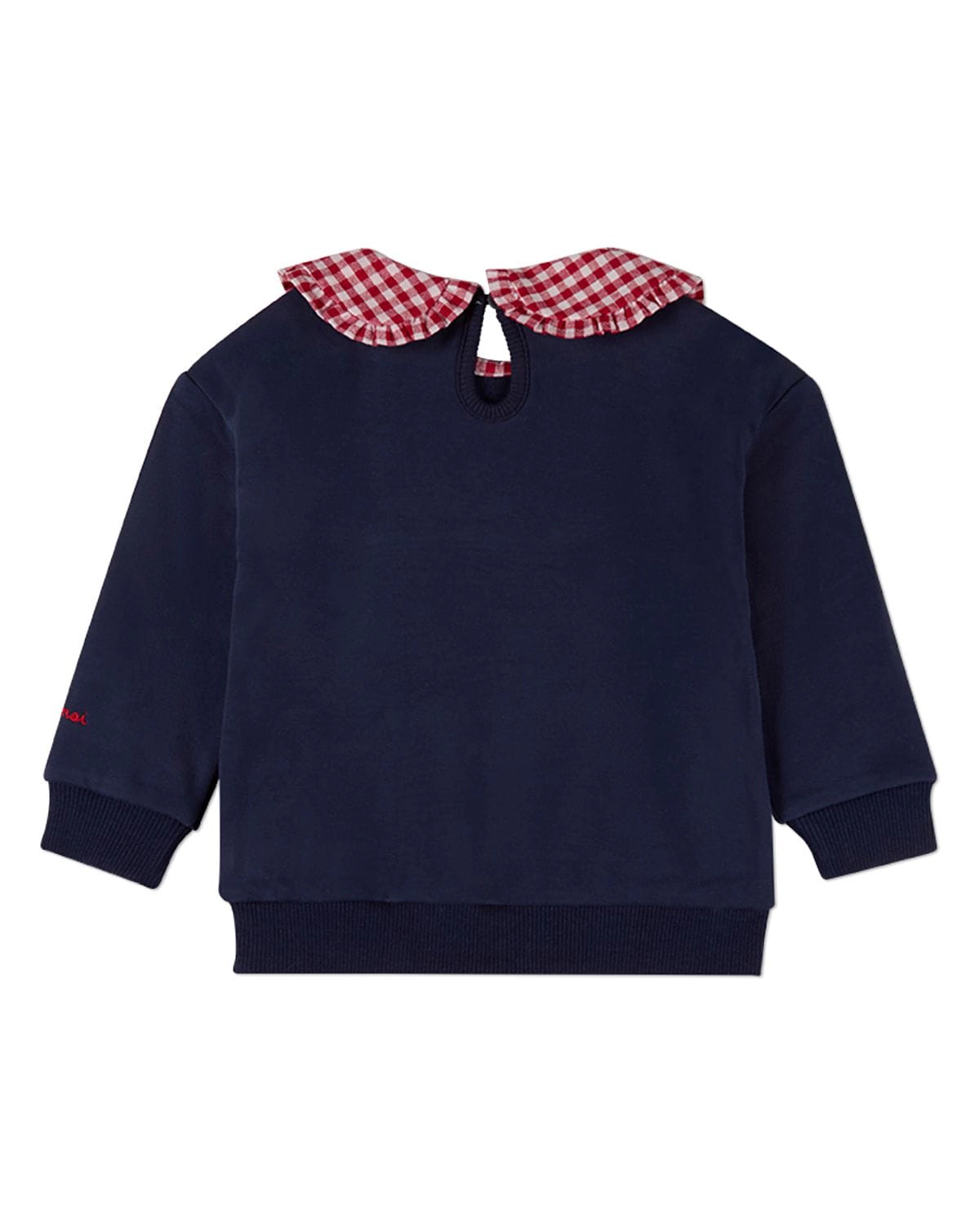 MeMoi Girls 2-in-1 Gingham-Ruffled-Collar Cotton-Rich Sweatshirt