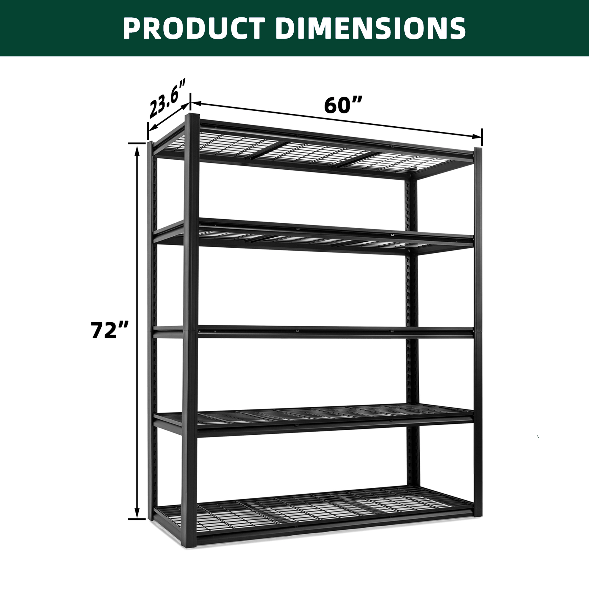 Flynama 5-Tier Freestanding Garage Shelving, Heavy Duty Steel, Adjustable