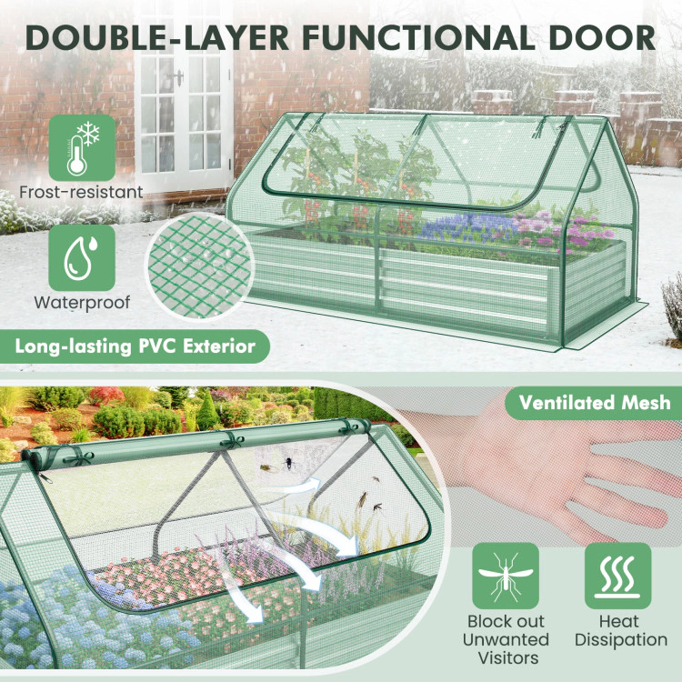 Hivvago 6 x 3 x 3 Feet Galvanized Raised Garden Bed with Greenhouse-Green