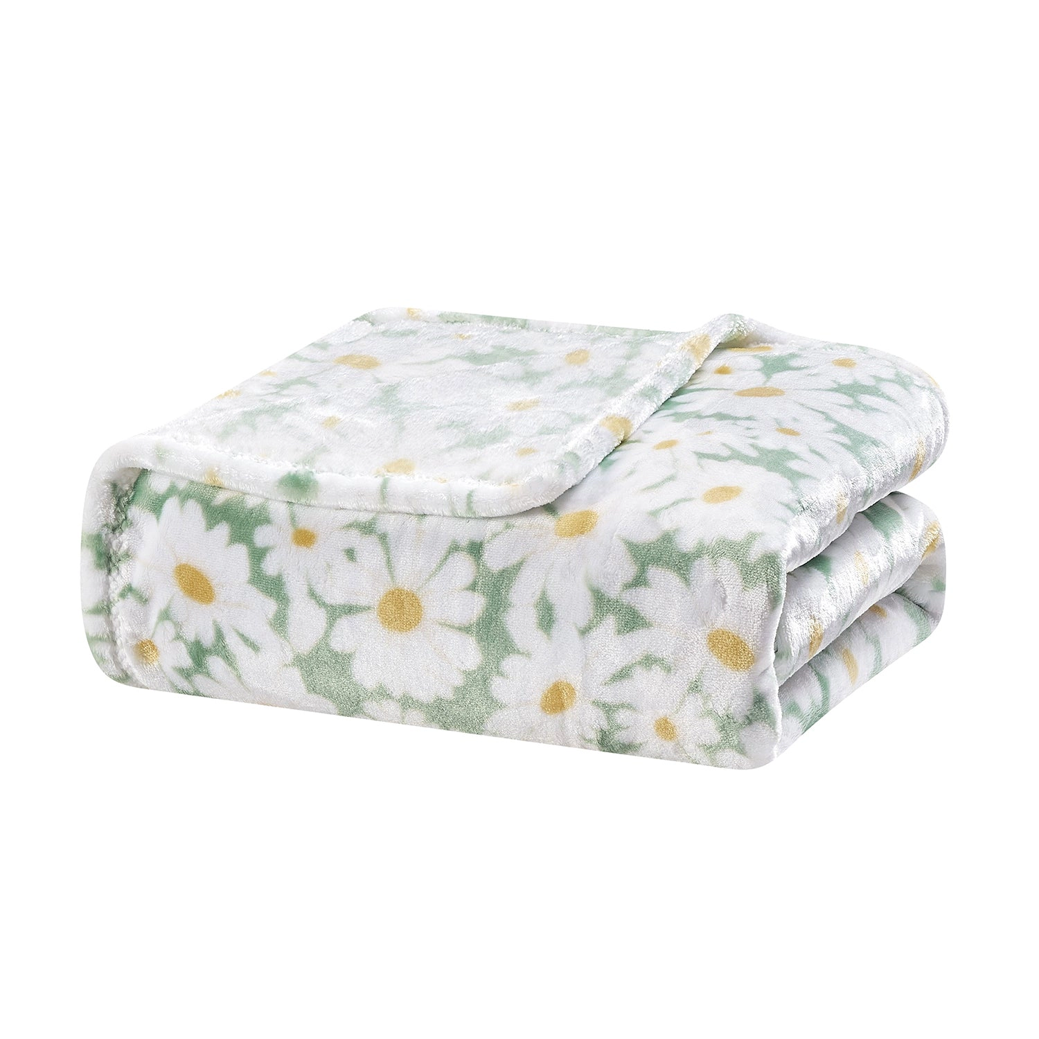Plazatex 100% Polyester Delightful Daisies Floral Oversized Throw Blanket 60" x 70" White