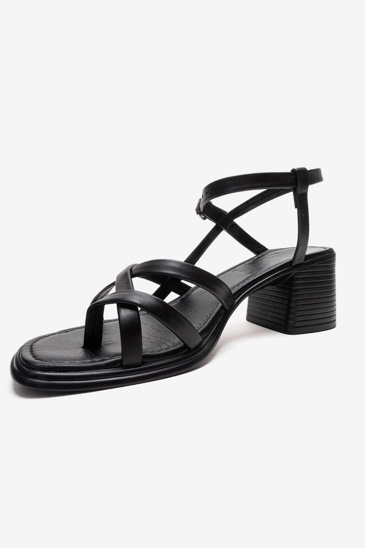 Forever & Always Womens Lavish Leather Block Heel Sandal