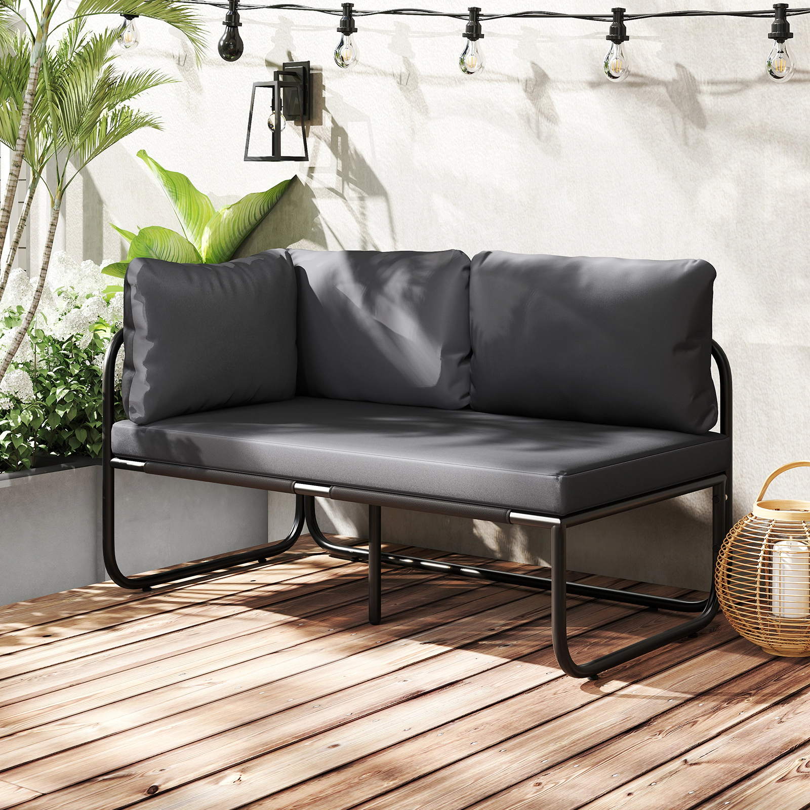 LJG Patio Loveseat Sofa Couch with Removable Pillows and Seat Cushion