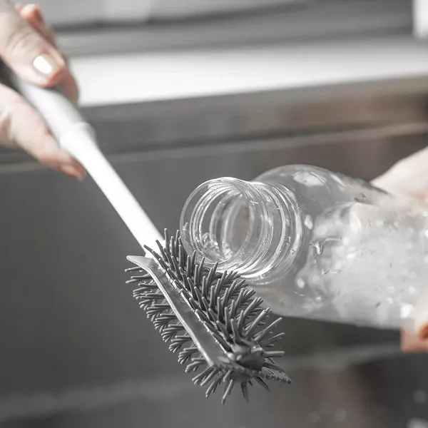 OU Bottle & Glass Brush – Ergonomic, Flexible Bristles for Scratch-Free, Deep Cleaning of Cups, Bottles & Glasses
