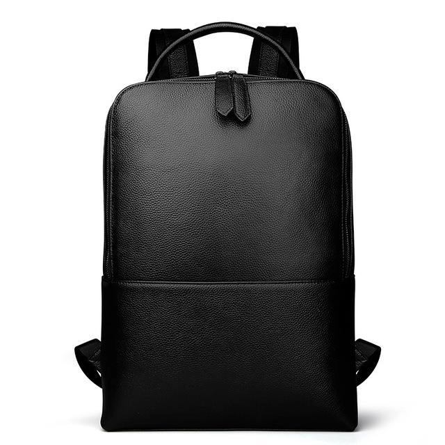 Steel Horse Leather Unisex Skald Black Pebbled Leather Backpack | Slim Black Leather Backpack
